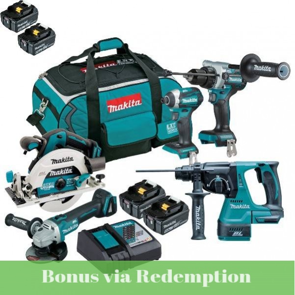 Makita DLX5062TX1 - 18V 5.0Ah Li-Ion Brushless 5 Piece Combo Kit